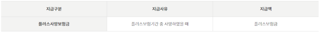 플러스사망보험금 보장